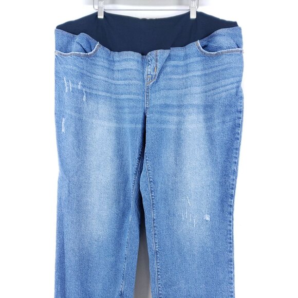 Isabel Maternity Womens Size 17 Crossover Panel Distressed Denim Jeans - Picture 7 of 9